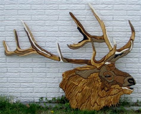 Intarsia Elk Head Wood Animal Wood Art Elk Head
