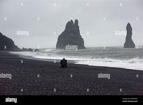 The Reynisdrangar Basalt Sea Stacks And The Reynisfjara Black Sand