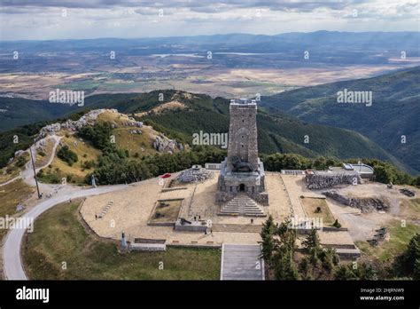 Drone View Of Monument Of Freedom Dedicated To Battle Of Shipka Pass On