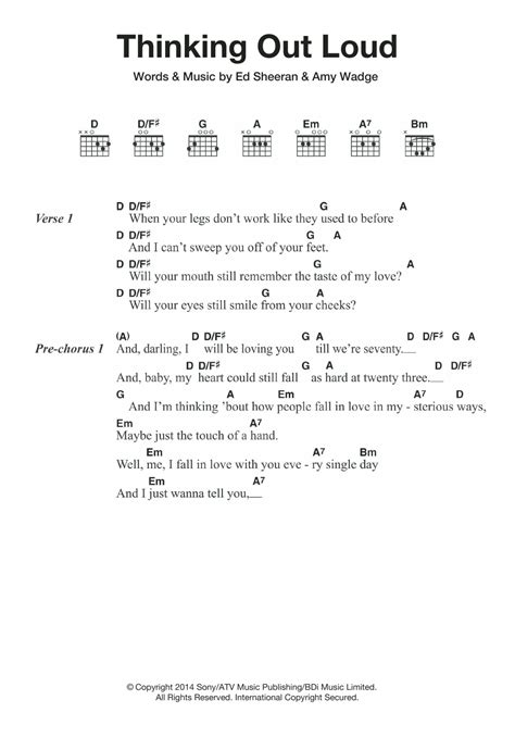 Thinking Out Loud Sheet Music | Ed Sheeran | Guitar Chords/Lyrics