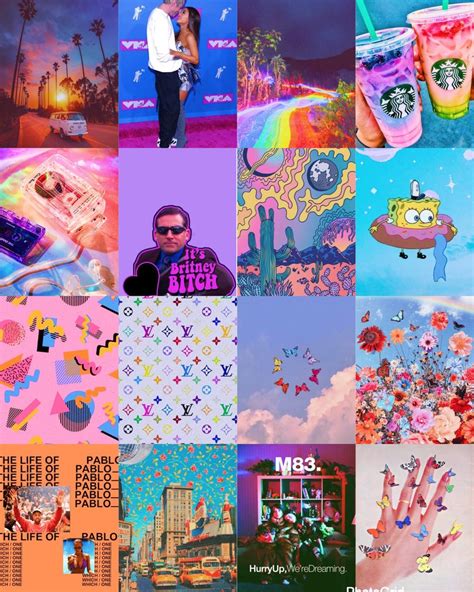 100 Pcs Rainbow Aesthetic Collage Kit Etsy
