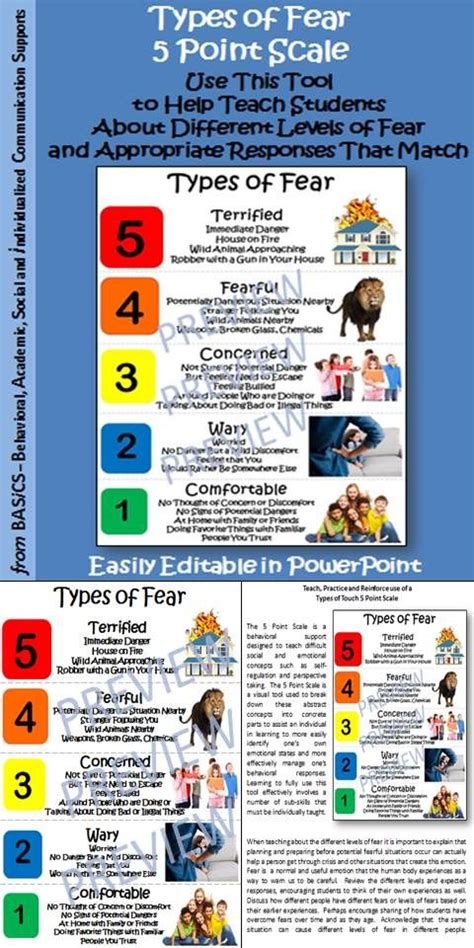 5 Point Scale Types Of Fear Social Emotional Learning