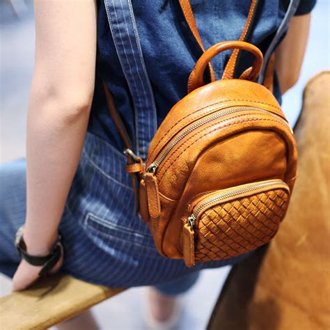 Cute Womens Brown Mini Leather Backpack Bag Purse Nice Backpacks For W