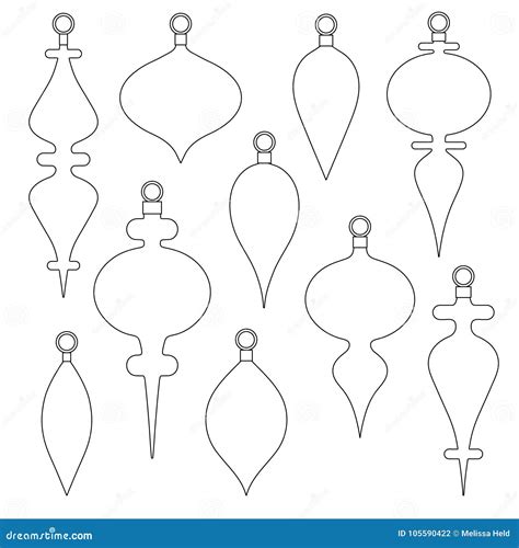Christmas Ornament Outline Shapes Clipart Stock Vector Illustration