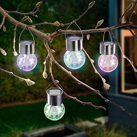 Azuoyi Waterproof Hanging Solar Ball Lights Outdoor 6 Pack Rgb Color