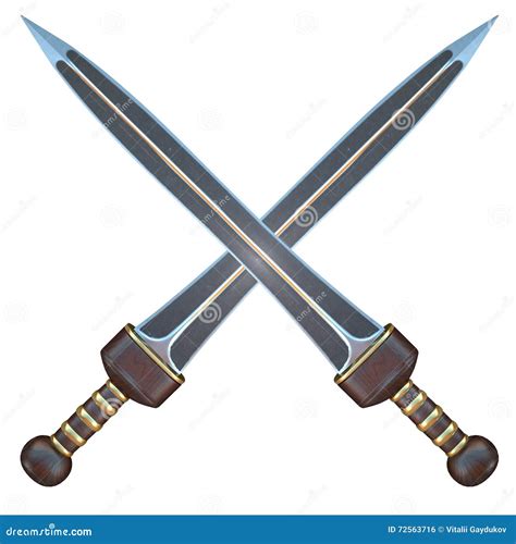 Roman Gladius Short Sword With Sheath On White Top View 3d