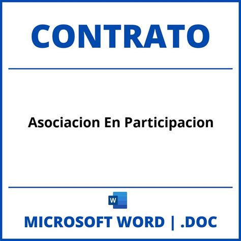 Contrato Asociacion En Participacion En Formato Word
