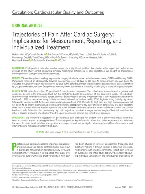 Pdf Trajectories Of Pain After Cardiac Surgery Implications For