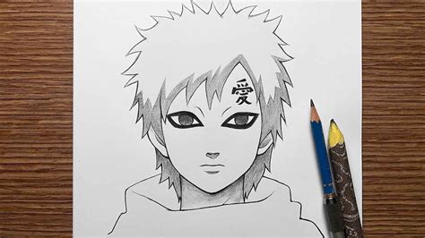 Anime Drawing How To Draw Gaara From Naruto Step By Step Easy