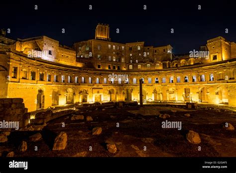 Trajans Market At Night Rome Italy Mercati Di Traiano Roma Stock