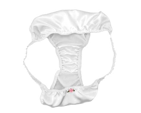 Weiß Satin Höschen Sissy Tanga Schlüpfer Unterwäsche Slips Größe 10