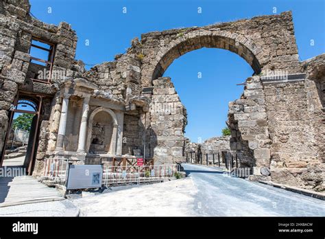 Side Ancient City Ruins Side Antalya Turkey Stock Photo Alamy