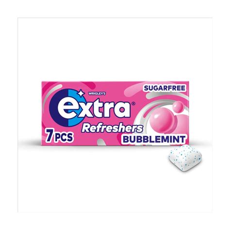 Extra Refreshers Bubblemint Sugarfree Chewing Gum Handy Box 7 Pieces