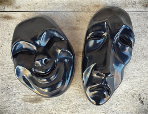Frankoma Pottery Comedy Tragedy Masks Wall Art Frankoma Masks Wall