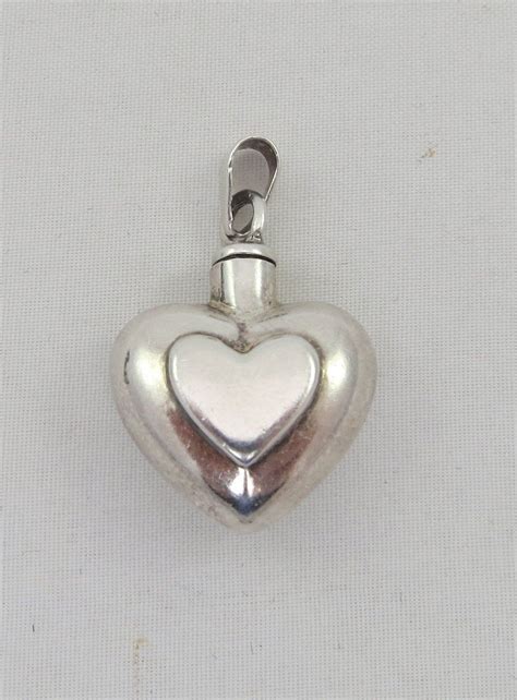 Sterling Silver Heart Shaped Perfume Bottle Pendant Etsy Heart