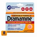 Dramamine Chewable Formula Motion Sickness Relief, Orange, 8 Count ...