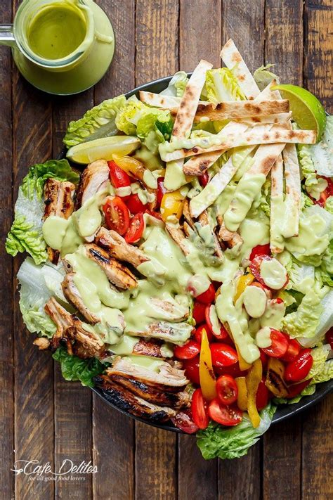 Tequila Lime Chicken Taco Salad With An Avocado Crema Spiked With Honey