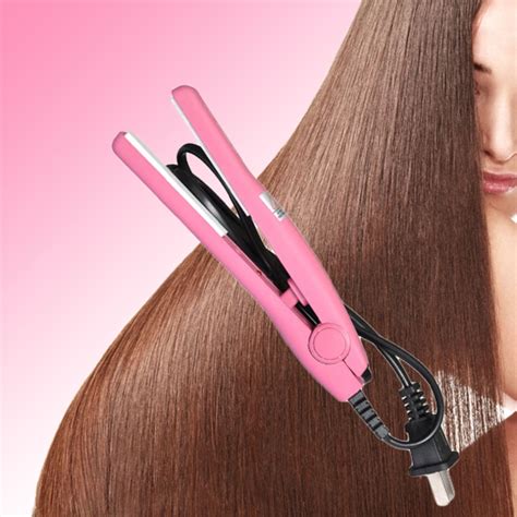 Professional Mini Hair Straightener Iron Pink Ceramic Electronic Hairs