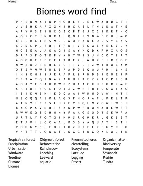 Biomes Word Find Word Search Wordmint