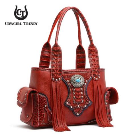 Western Cowgirl Fringe Handbag Conceal Carry Purse Women Shoulder Bag Wallet Red Ebay