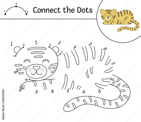 Vector Dot To Dot Activity With Cute Animal Connect The Dots Game