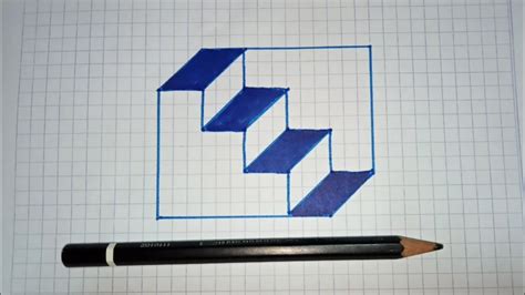 Cara Menggambar 3d Tangga Ilusi Optik 3d Trick Art On Graph Paper