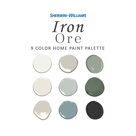 Sherwin Williams Iron Ore Paint Color Palette Iron Ore Etsy Sherwin
