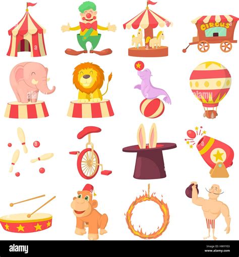 Circus Icons Set Cartoon Style Stock Vector Image Art Alamy