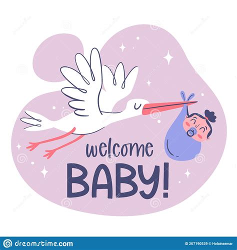 Welcome Baby Vector Card Template Stock Vector Illustration Of