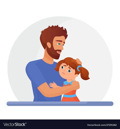 father supporting sad daughter flat royalty free vector