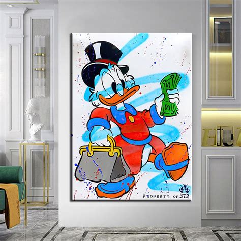 Wall Art Painting Donald Duck Luxury Art Fashion Cartoon Etsy Uk