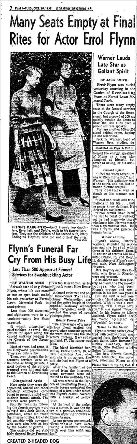 Article Pertaining To Errol Flynns Funeral Célébrités Mortes Jeunes