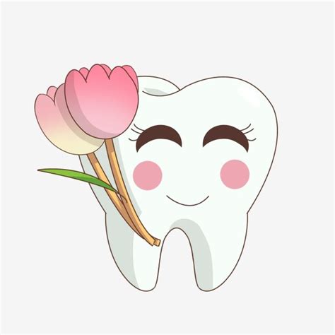 Hand Painted Tooth Day Tooth Rose Teeth Tooth Clipart Illustration
