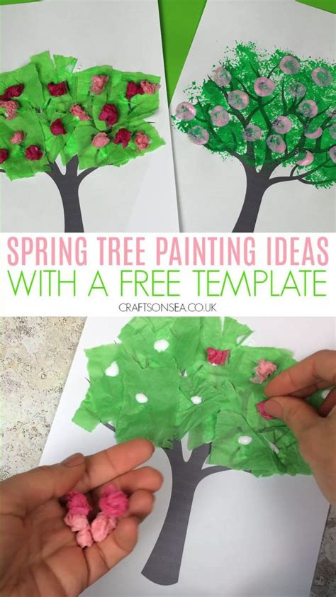 4 Easy Spring Tree Crafts For Kids Free Template Preschool Crafts