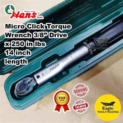 Hans Click Torque Wrench Micro 38 Inch Drive X 250 In Lb 14 Inch