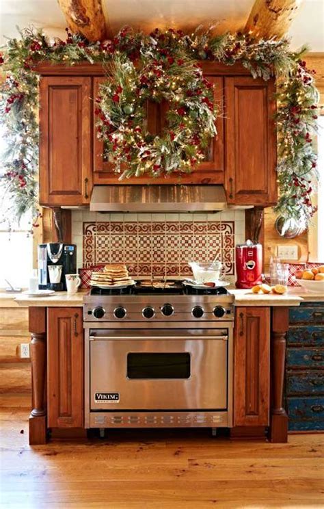You hang wreaths on your exterior windows, so copy that same look inside. 24 Fun Ideas Bringing The Christmas Spirit into Your Kitchen - Amazing DIY, Interior & Home Design