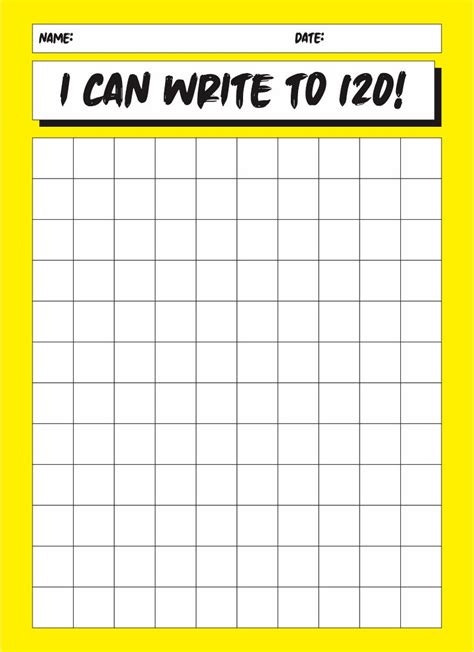 6 Best Images Of Printable Blank Chart 1 120 Blank 120
