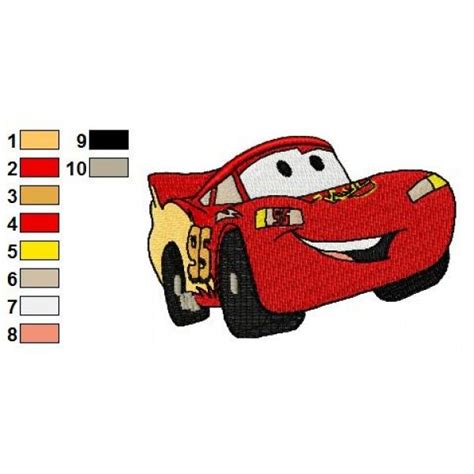 Lightning Mcqueen Disney Cars Embroidery Design Embroidery Designs