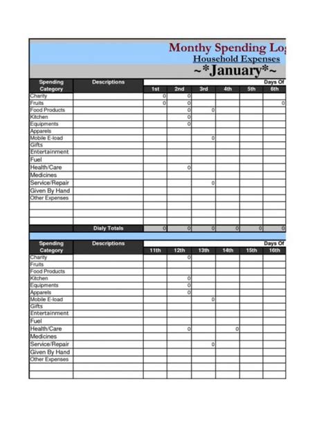 Monthly Expenses Spreadsheet Template —