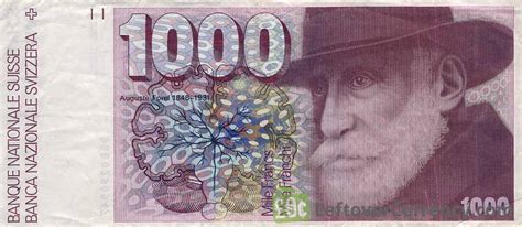 1000 Swiss Francs Auguste Forel 7th Series Exchange Yours