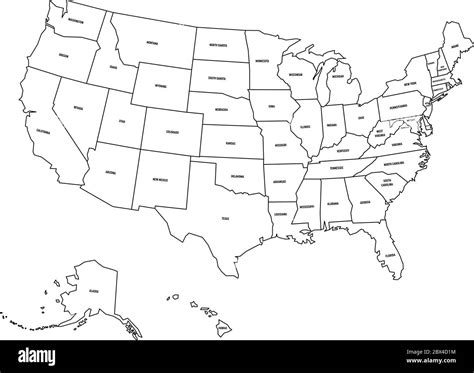 Politische Karte Der Vereinigten Staaten Von Amerika Usa Einfache