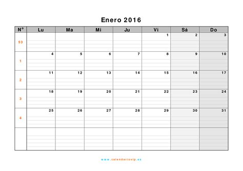 Calendario 2016 Para Imprimir Gratis