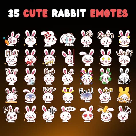 35 Cute Rabbit Emotes Pack Twitch Emotes Pack Discord Emotes Pack