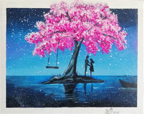 Kirschbaum Cherry Blossom Painting Swing Painting Art