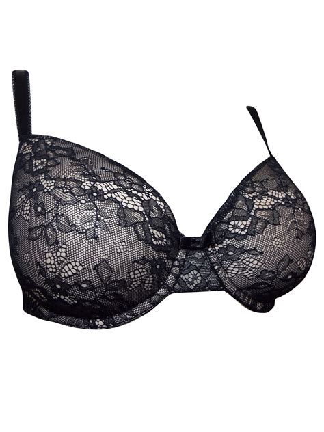 George - - BLACK Lace Padded Full Cup T-Shirt Bra - Size 34 to 40 (A-C 