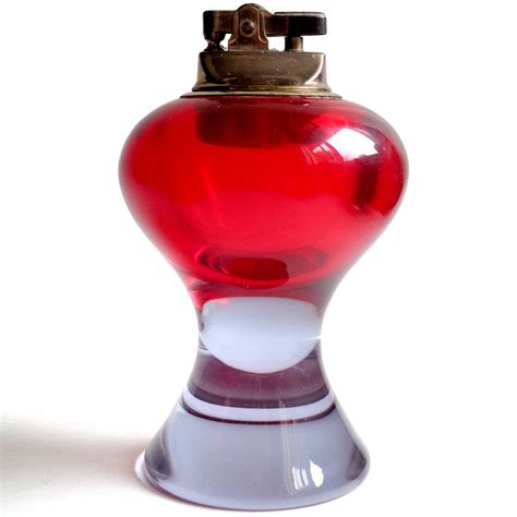 Cenedese Murano Red Purple Alexandrite Italian Art Glass Ashtray Lighter Set At 1stdibs
