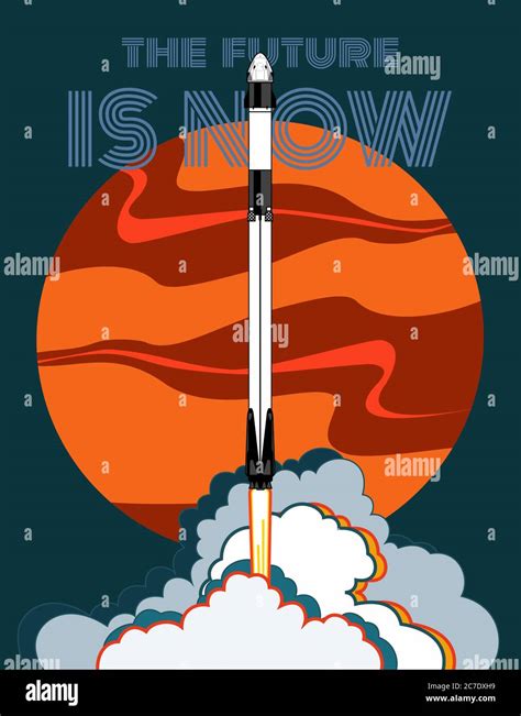 Rocket Space Craft Vector 2019 March 2 Rocket Launching Vector Poster Spaceship Mars Flame