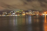 Halifax, Nova Scotia: Waterfront Skyline At Night (Long Exposure)