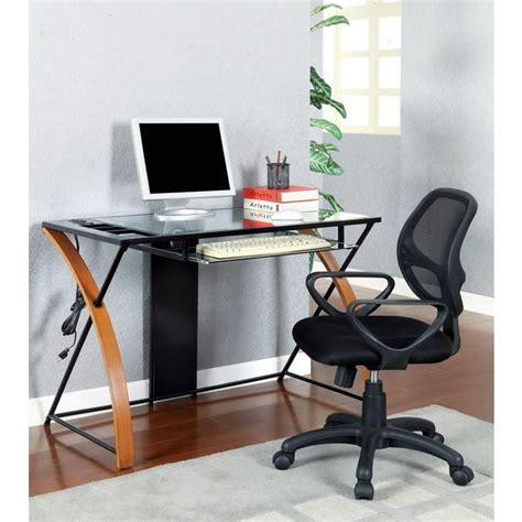 Create a home office with a desk. Sira Modern Tempered Glass Computer Desk - Free Shipping ...