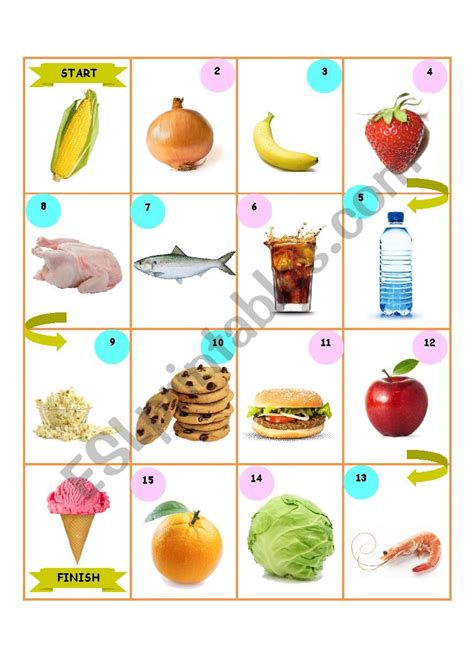 Food Board Game For Children Esl Worksheet By Missmay7